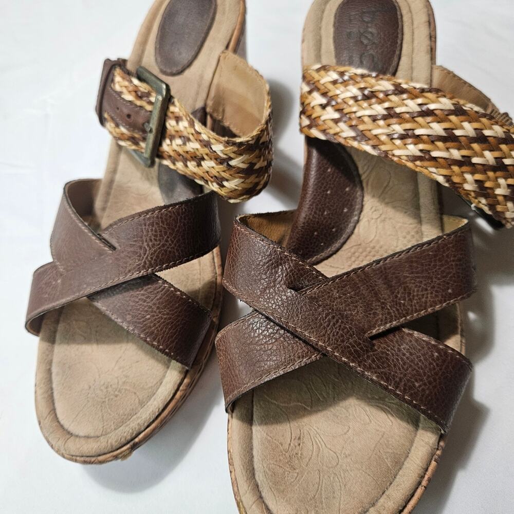 b.o.c. Women's Sandals with Brown and Tan Straps 10M